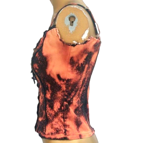 Tripp NYC Daang Goodman Tie-Dye Corset Top Black Orange Punk Goth Y2K Small - Picture 8 of 11